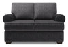 Causeuse personnalisable Roll de Sofa Lab de 64 po fabriquée au Canada en tissu d’apparence lin avec accoudoirs enroulés - gris Luxury Charcoal