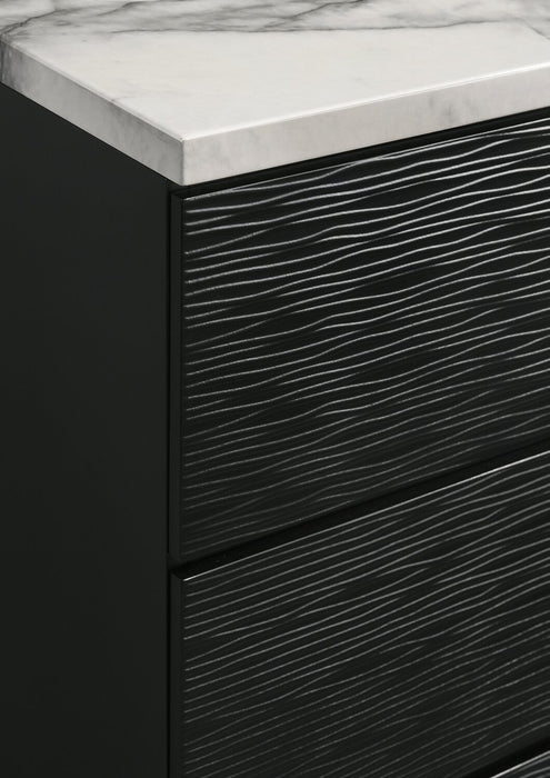 Commode moderne du milieu du 20e siècle Atlas de 60,2 po (L) x 36,8 po (H) à 6 tiroirs pour la chambre à coucher - noire