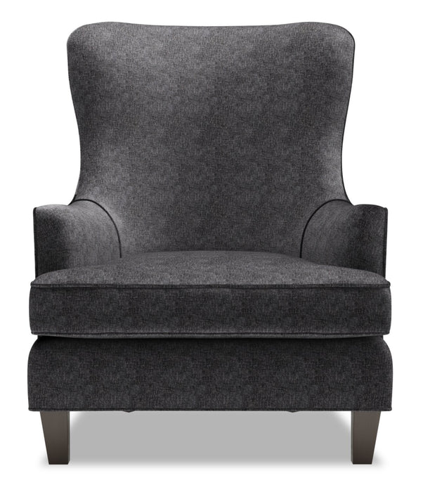 Fauteuil d’appoint à oreilles Sofa Lab personnalisable de 32 po fabriqué au Canada en tissu de chenille - gris Luxury Charcoal