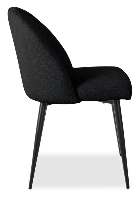 Chaise de salle à manger Bali en tissu bouclé et en métal - noire