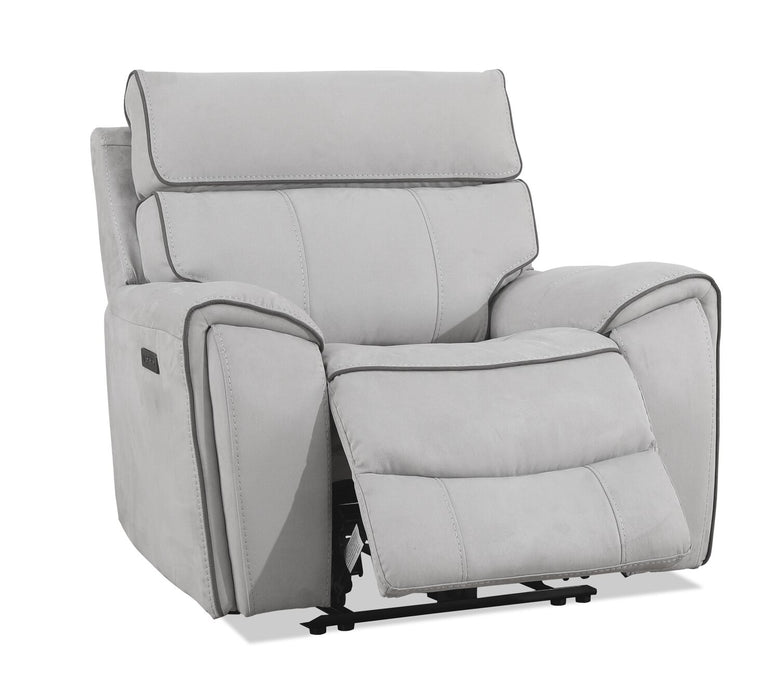 Fauteuil à inclinaison électrique Newport de Cindy Crawford Home de 43 po en suédine avec appuie-tête électrique - gris