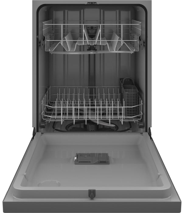 Lave-vaisselle encastré GE de 24 po et de 59 dBA avec commandes à l’avant et broyeur d’aliments solides PiranhaMC - acier inoxydable - GDF510PSRSS