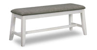  Banc de salle à manger Echo de 47,24 po (L) en bois avec tissu d’apparence lin - gris et blanc