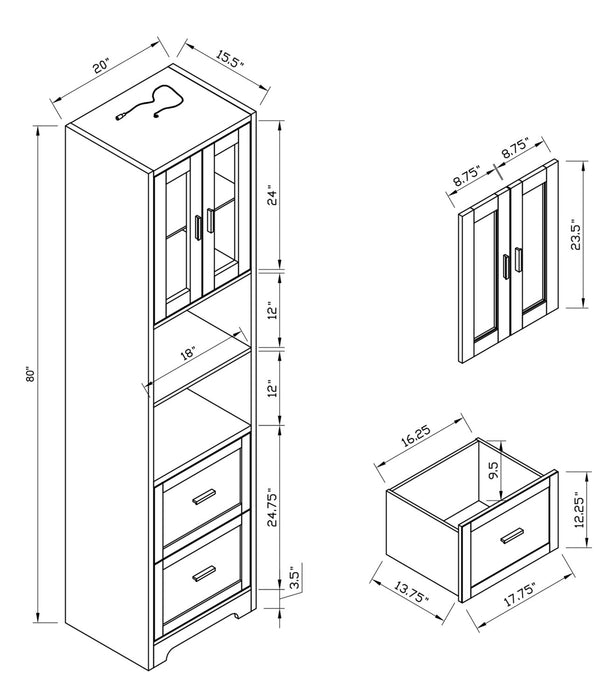 Meuble audio-vidéo Melody 3 pièces de 100 po avec rangement et système de gestion des câbles pour téléviseurs jusqu’à 65 po - blanc