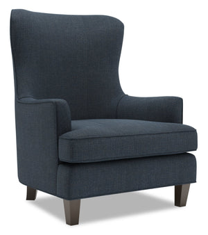 Fauteuil d’appoint à oreilles Sofa Lab personnalisable de 32 po fabriqué au Canada en tissu d’apparence lin - bleu Luna Sailor