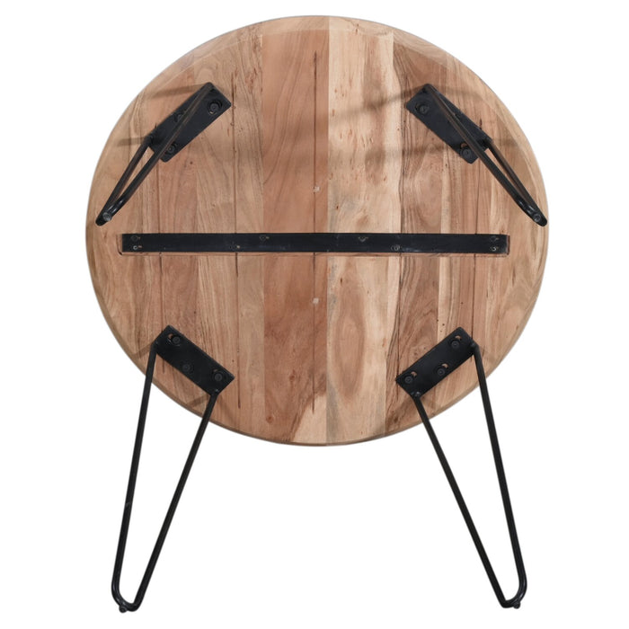 Table de salle à manger ronde Miya de 36 po (L) en acacia et métal - naturelle