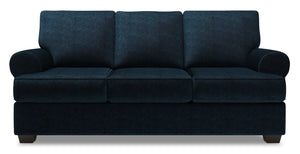 Sofa-lit personnalisable Roll de Sofa Lab de 86 po fabriqué au Canada en tissu de chenille avec accoudoirs enroulés - bleu Luxury Indigo