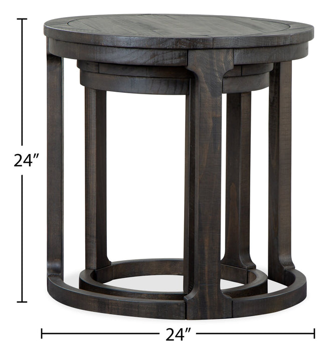 Tables de bout gigognes rondes traditionnelles Axl de 24 po - bois gris-brun foncé