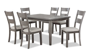 Ensemble de salle à manger Krew 7 pièces en mélamine avec table de 60 po (L) et 6 chaises - gris