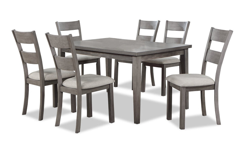 Ensemble de salle à manger Krew 7 pièces en mélamine avec table de 60 po (L) et 6 chaises - gris
