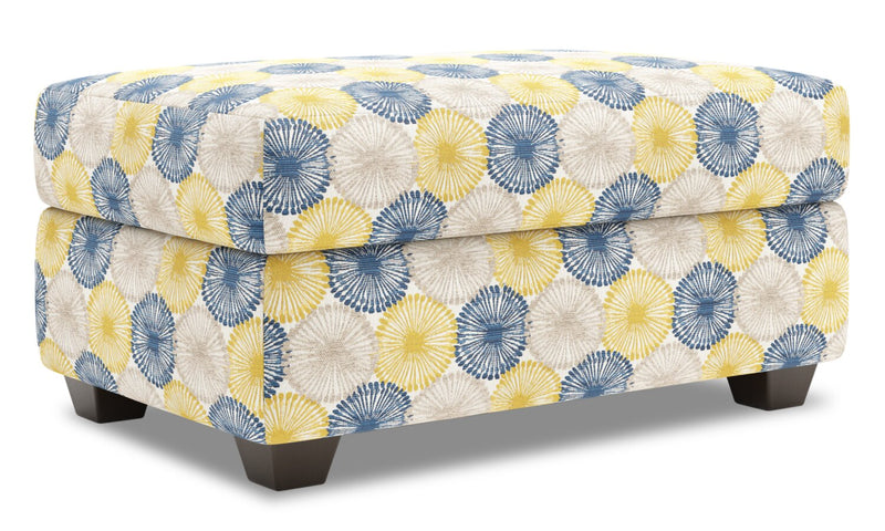 Pouf de rangement personnalisable The Trunk de Sofa Lab de 39 po fabriqué au Canada en tissu - Sunshine multicolore