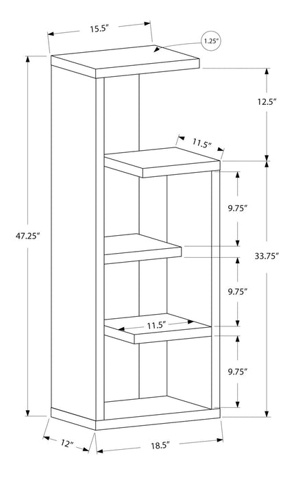 Bibliothèque ouverte Hayley de 18,5 po à 4 tablettes - taupe