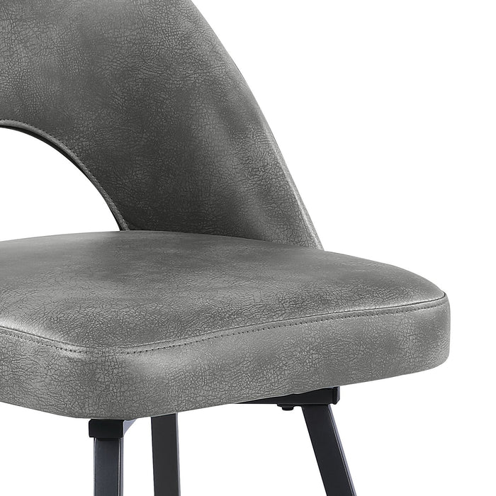 Tabouret Bay de Kort & Co. de hauteur comptoir en tissu de cuir végétalien et en métal avec siège pivotant - gris