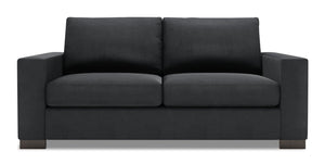 Sofa personnalisable Track de Sofa Lab de 75 po de format condo fabriqué au Canada en tissu d’apparence lin avec accoudoirs rectilignes - gris Pax Pepper