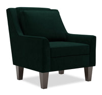  Fauteuil d’appoint club Sofa Lab de 29 po fabriqué au Canada en tissu de velours avec pattes en bois - vert Hunter Green 
