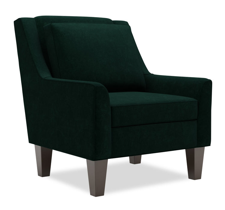 Fauteuil d’appoint club Sofa Lab personnalisable de 29 po fabriqué au Canada en tissu de velours avec pattes en bois - vert Hunter Green