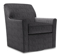 Fauteuil d’appoint pivotant Sofa Lab de 31 po fabriqué au Canada en tissu de chenille - gris Luxury Charcoal