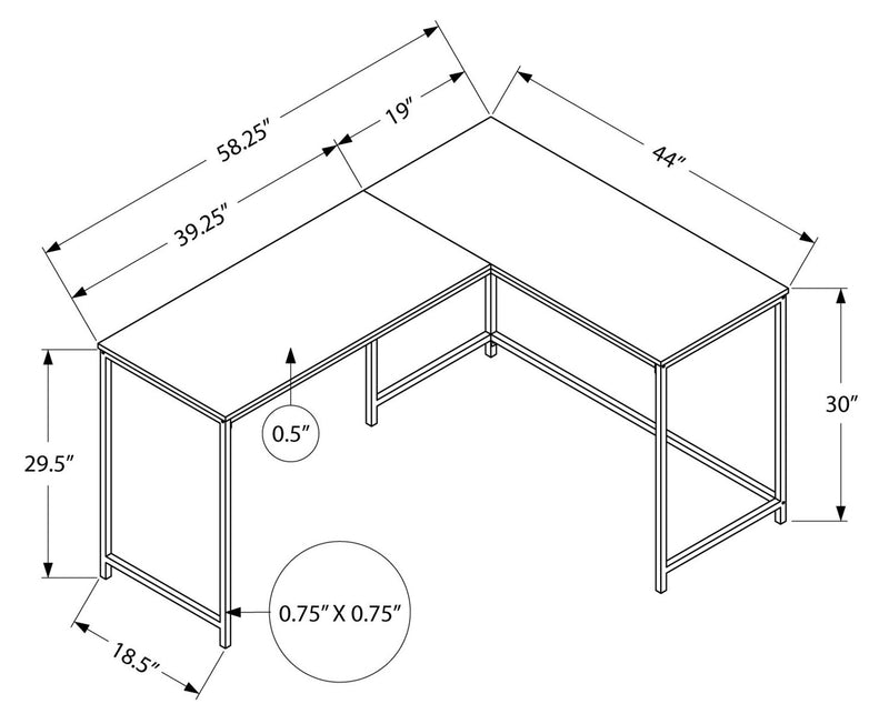 Bureau en coin en forme de L Karter de 58,25 po - naturel