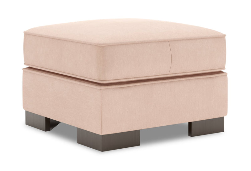 Pouf personnalisable Track de Sofa Lab de 24 po fabriqué au Canada en tissu d’apparence lin - rose Pax Rose