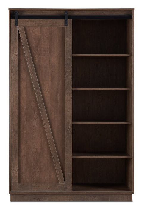 Armoire décorative de rangement Warren de 47,25 po avec porte coulissante de style grange - chêne noyer