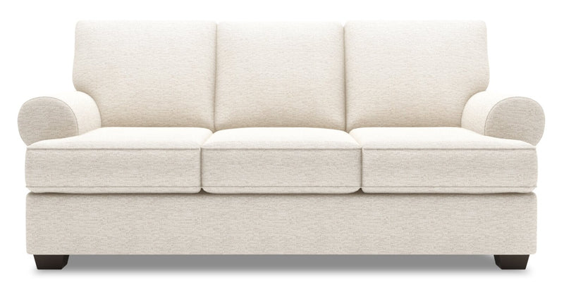 Sofa-lit personnalisable Roll de Sofa Lab de 86 po fabriqué au Canada en tissu de chenille avec accoudoirs enroulés - beige Luxury Sand