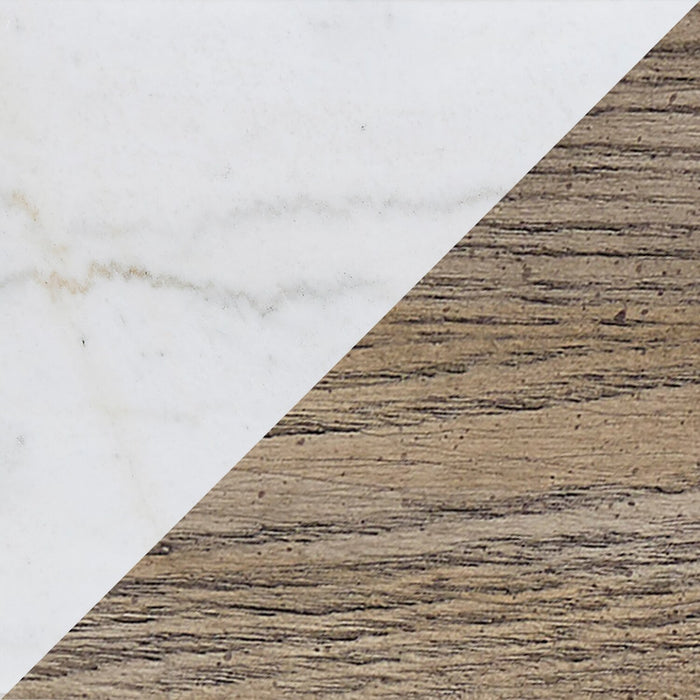 Table à café moderne Corsa de 56 po - dessus en marbre avec base en bois gris-brun