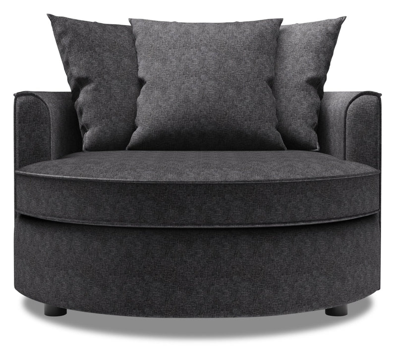 Fauteuil d’appoint enveloppant Sofa Lab personnalisable de 48 po fabriqué au Canada en tissu de chenille - gris Luxury Charcoal