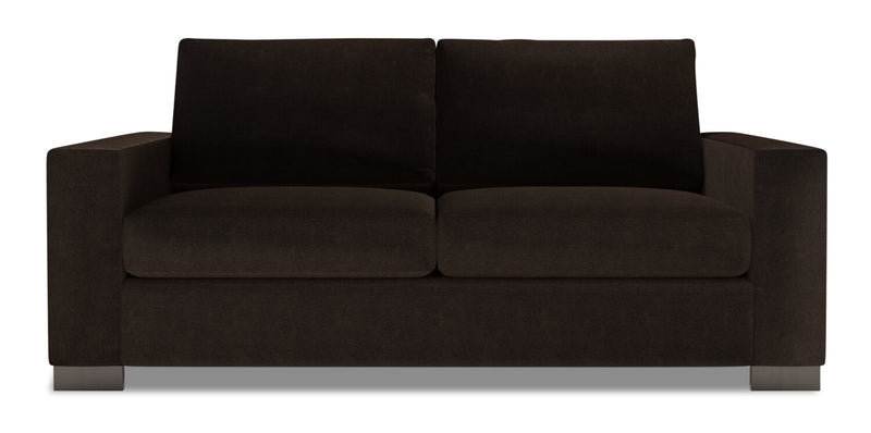 Sofa personnalisable Track de Sofa Lab de 75 po de format condo fabriqué au Canada en tissu de chenille avec accoudoirs rectilignes - brun Luxury Chocolate