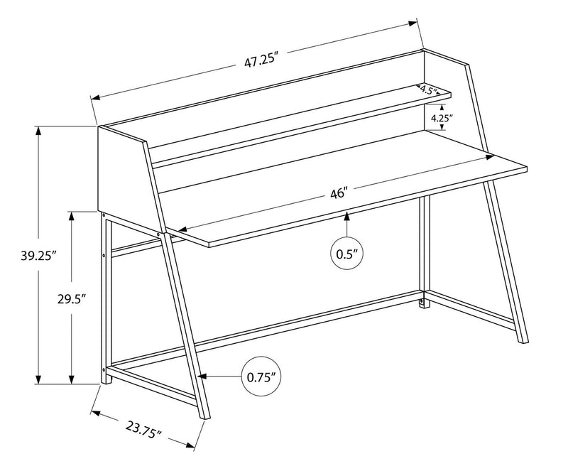 Bureau Lawson de 47,25 po avec petite crédence - gris