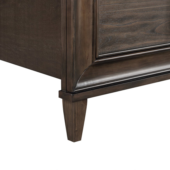 Lit plateforme de rangement Kane en cuir végétalien avec tête de lit et cadre de lit, brun - format très grand lit