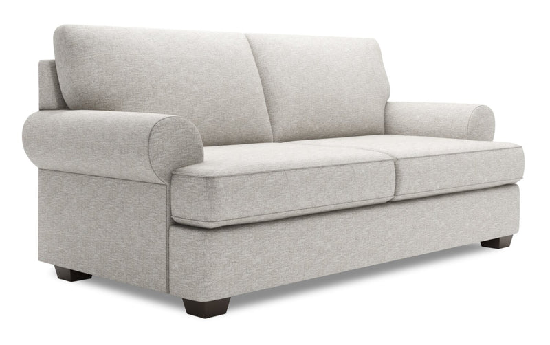 Sofa personnalisable Roll de Sofa Lab de 76 po de format condo fabriqué au Canada en tissu avec accoudoirs enroulés - chenille argentée Luxury Silver