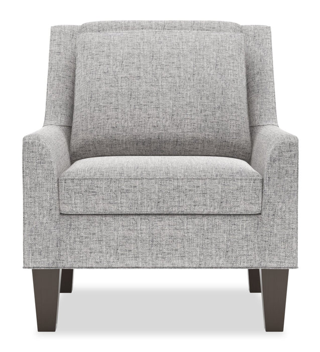 Fauteuil d’appoint club Sofa Lab personnalisable de 29 po fabriqué au Canada en tissu d’apparence lin avec pattes en bois - gris Luna Domino