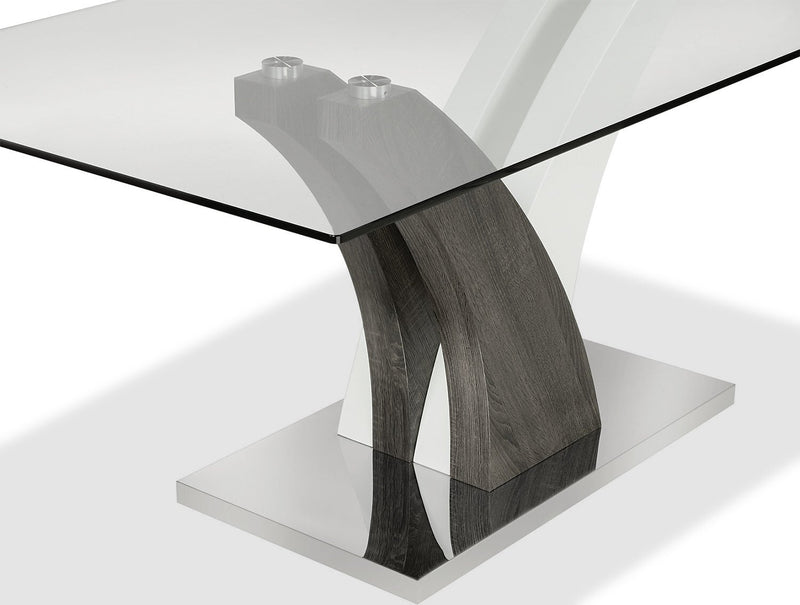 Ensemble de salle à manger Tuxedo 5 pièces avec table de 72 po (L), dessus en verre, base piédestal et 4 chaises - noir