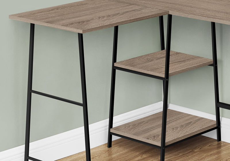 Bureau en forme de L Keenan de 47,25 po à tablettes ouvertes - taupe