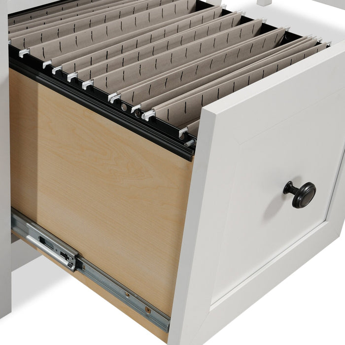 Bureau en forme de L Cayla de 59,06 po avec tiroir classeur - blanc doux