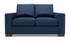 Causeuse personnalisable Track de Sofa Lab de 62 po fabriquée au Canada en tissu d’apparence lin avec accoudoirs rectilignes - bleu Pax Navy