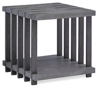 Table de bout moderne Eldridge de 24 po avec tablette - gris vieilli avec métal et bois