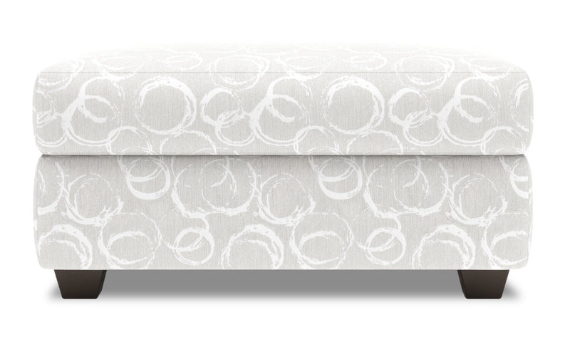 Pouf de rangement personnalisable The Trunk de Sofa Lab de 39 po fabriqué au Canada en tissu - blanc Mist White