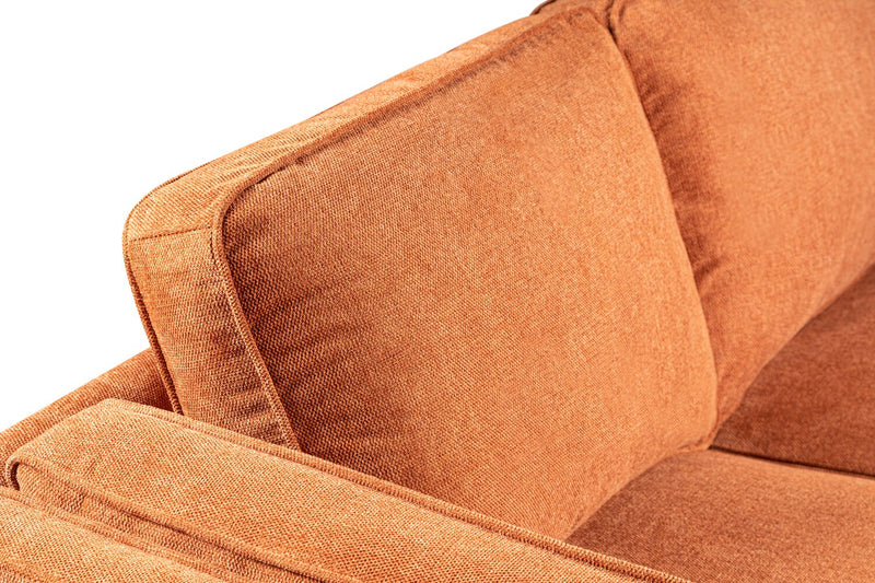 Sofa Kassia de Kort & Co. de 90,6 po en tissu d’apparence lin avec base et pattes en bois - orange