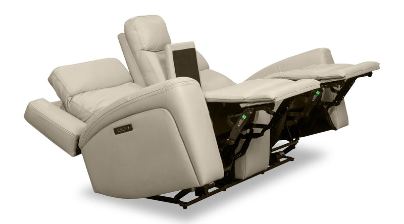 Causeuse à inclinaison électrique Prescott de Scott Living de 79 po en cuir véritable avec appuie-têtes électriques - gris platine