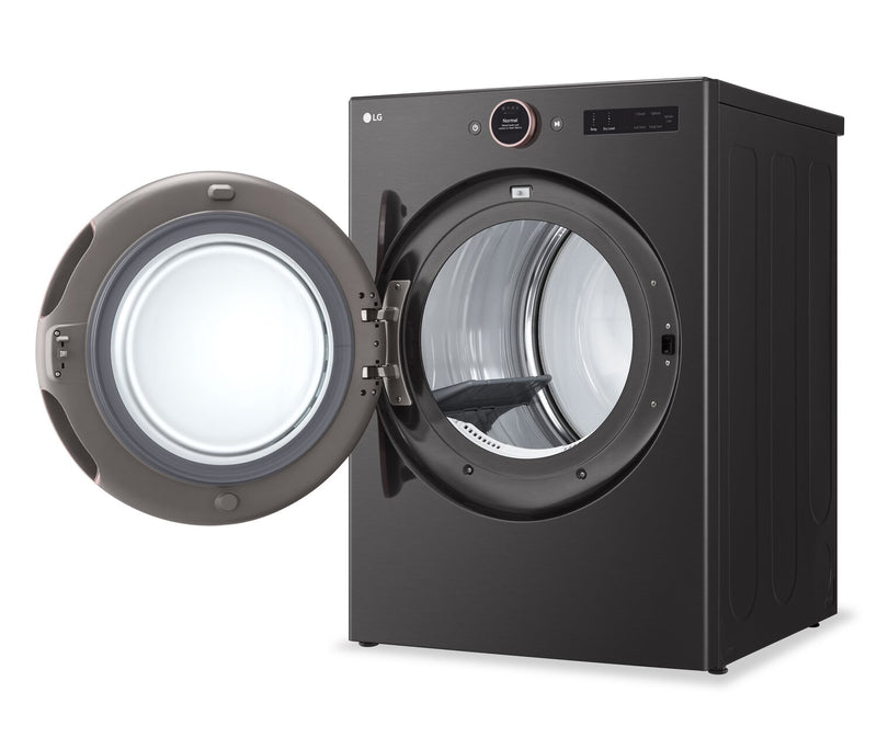 Sécheuse électrique intelligente LG de 7,4 pi³ avec vapeur - acier noir - superposable - DLEX6500B