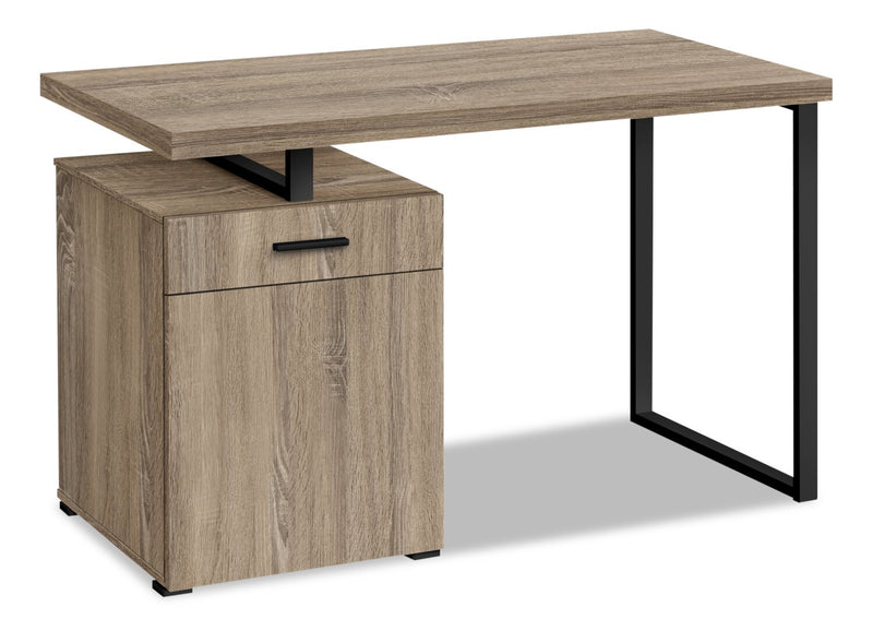 Bureau réversible Remi de 47,25 po avec tiroir et armoire - taupe