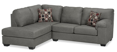 Morty 2-Piece Leather-Look Fabric Left-Facing Condo Sectional - Grey  
