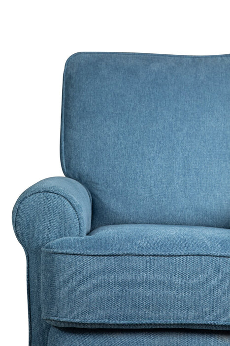 Fauteuil pivotant, coulissant et inclinable Bevin de 34,4 po en tissu de chenille - bleu