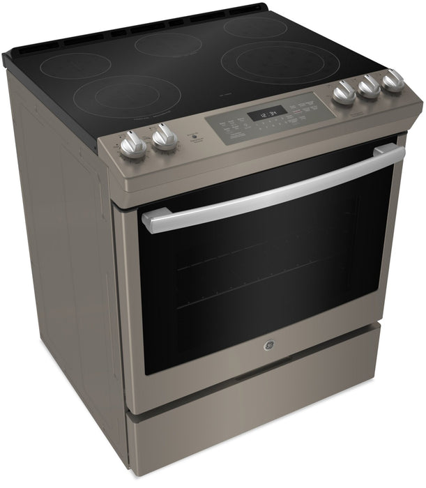 Cuisinière électrique GE de 5,3 pi³ avec convection européenne véritable et autonettoyage à la vapeur - ardoise - JCS840EMES