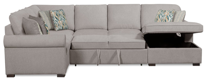 Sofa-lit sectionnel de droite Haven de Scott Living 3 pièces en tissu de chenille avec fauteuil long de rangement - gris