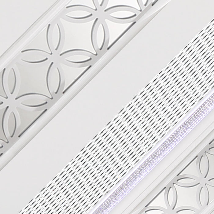 Ensemble de chambre à coucher Ava 6 pièces somptueux avec lit, commode, miroir, table de nuit et éclairage à DEL, blanc - format grand lit