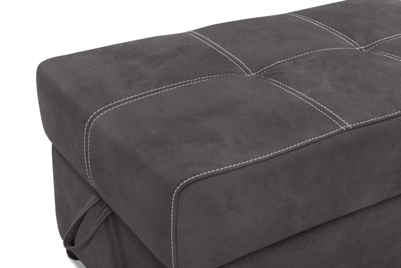 Sofa-lit sectionnel de gauche Drake 3 pièces en tissu de suédine avec pouf de rangement - gris ciment