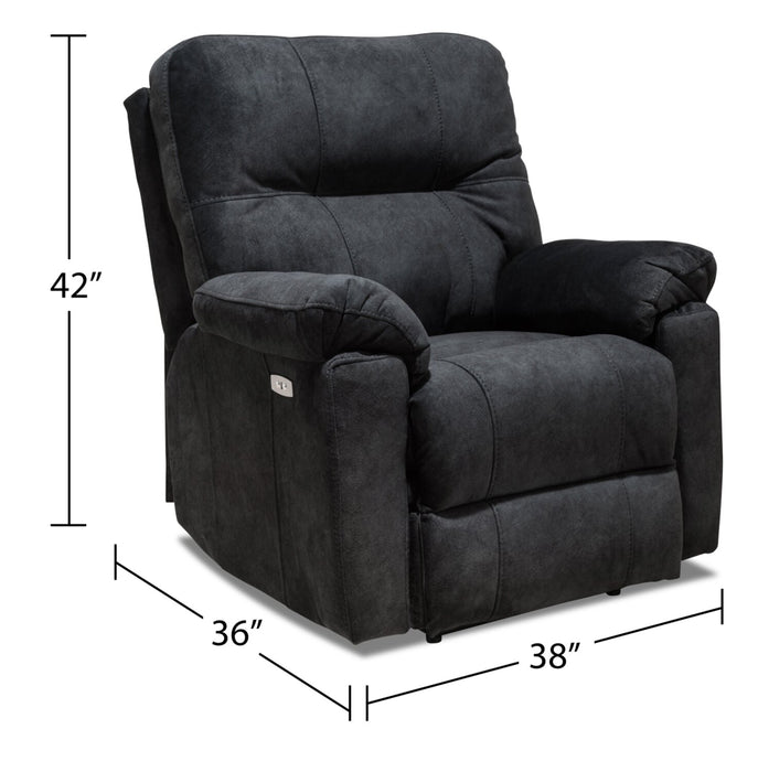 Fauteuil à inclinaison électrique Gybson de 38 po fabriqué au Canada en tissu - gris graphite