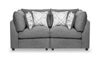Causeuse modulaire Evolve de Scott Living de 79 po en tissu d’apparence lin avec coussins amovibles en duvet et plumes - gris anthracite